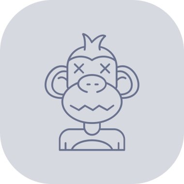 kızgın maymun simgesi, doğrusal vektör illüstrasyonu, ince çizgi, tasarım biçimi vektörü, düzenlenebilir çizgi konsept sembolü beyaz arkaplan üzerinde.