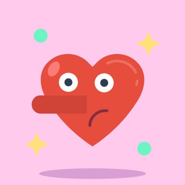 Yüz vektör tasarımlı kalp karikatürü
