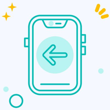 çizgi akıllı saat simgesi mavi arkaplanda izole. İnternet saati. Akıllı saat simgesi. Renkli taslak konsepti. vektör