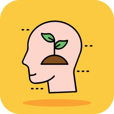 Beyni ve yaprağı olan insan kafası.