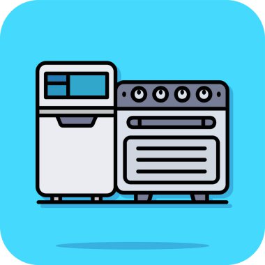 Fırın simgesi rengi dış hat vektörü