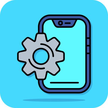 vites tekeri simgesi olan cep telefonu, vektör tasarımı