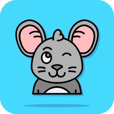 Beyaz arkaplanda yüzü izole edilmiş şirin fare vektör çizimi.