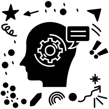 Vektör içinde beyin sembolleri olan beyin fırtınası simgesi