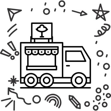 Çizgi Arabası simgesi beyaz arkaplanda izole edildi. Renkli taslak konsepti. Vektör.