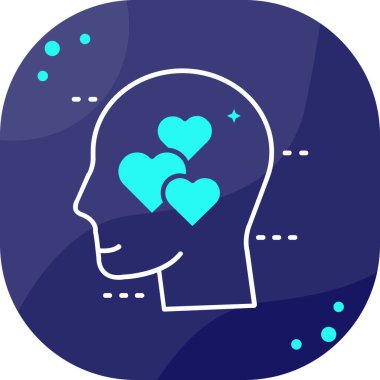 Mavi arkaplandaki el ikonunda mavi çizgi aşkı. vektör.