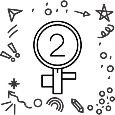 Siyah çizgi Venüs sembolü simgesi beyaz arkaplanda izole edilmiş. Rastgele daire şekilleri. vektör illüstrasyonu