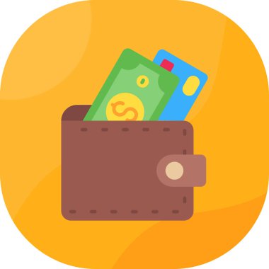 Para cüzdanı ikonu. Web tasarımı için para çantası vektör simgesinin düz çizimi