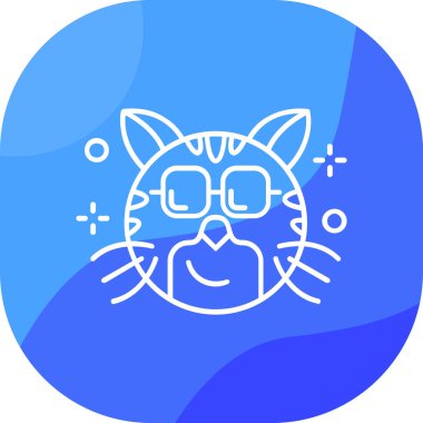 gözlüklü kedi renk ikonu vektör illüstrasyonu