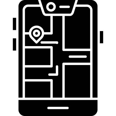 gps konum haritası simgesi ana hat biçiminde