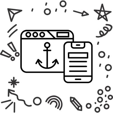 Gemi çapa çizgisi ikon vektör çizimi