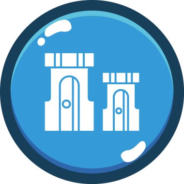 Mavi bir binanın vektör illüstrasyonu