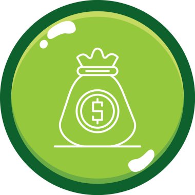 Bir dolar işaretinin yeşil ve beyaz ikonunun vektör çizimi