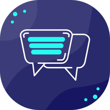 Mavi çizgi sohbet balonu simgesi mavi arkaplanda izole edildi. Mesaj simgesi. İletişim ya da yorum sohbet sembolü. Mavi daire düğmesi. vektör illüstrasyonu