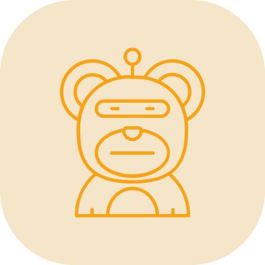 Uzun gölgeli robot düz simgesi, çizgi simgesi. vektör illüstrasyonu