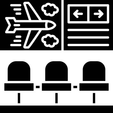 Havaalanı ve uçak simgesinin vektör illüstrasyonu