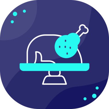 Hat Et Helikopteri simgesi mavi arkaplanda izole edildi. Et için mutfak bıçağı. Kasap bıçağı. Renkli taslak konsepti. Vektör.