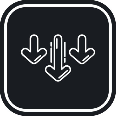 ok aşağı vektör simgesi. resim biçimi yuvarlak kare çerçeve içinde siyah ve gri renkler içinde bir düz simge sembolüdür..