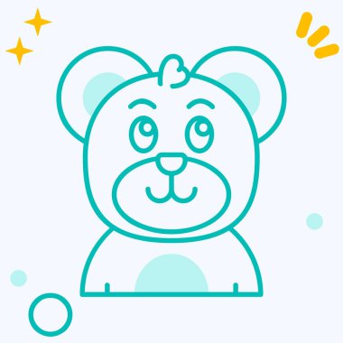 Beyaz arka planda yay ikonu olan çizgi ayıcığı. Renkli taslak konsepti. vektör.