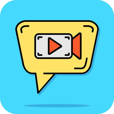 Video sohbet simgesi. Görüntü sohbet ikonu rengi düz izole