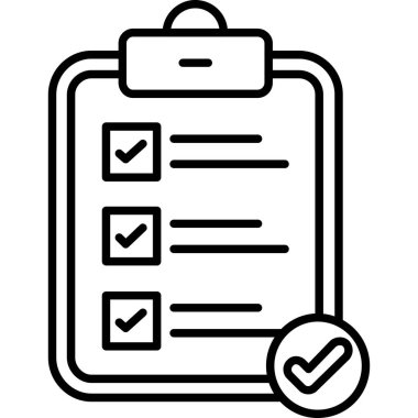 liste kontrol simgesi. beyaz arkaplanda izole edilmiş web tasarımı için kontrol listesi vektör simgesi