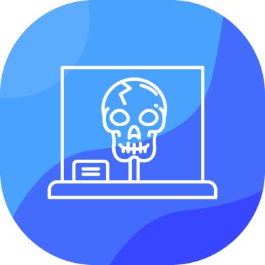 Bilgisayar ekranındaki bir kafatasının vektör çizimi