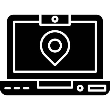 dizüstü bilgisayar konumu simgesi. Harita konum simgesi vektörünün basit biçimi