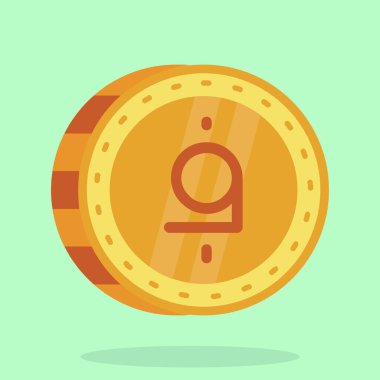Çemberde işaretli uzun bir gölge madeni para simgesinin çizimi