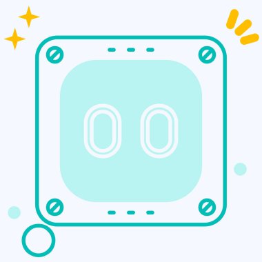 Taslak robot simgesi turkuaz arka planda izole edildi. Yapay zeka konsepti. öğrenme, hesaplama sembolü. vektör.