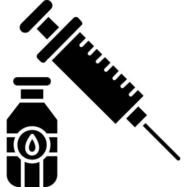 Şırınga ve tıbbi şişe vektör simgesi