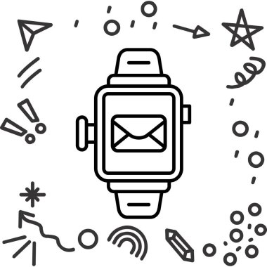 satır izleme ve e- posta simgesi beyaz arkaplanda izole edildi. Zarf sembolü mektup - posta simgesi. Mesaj işareti. Renkli taslak konsepti. vektör