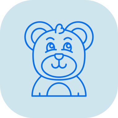 Mavi gözlü, sevimli ayı yüzlü ve gülümseyen. vektör illüstrasyonu