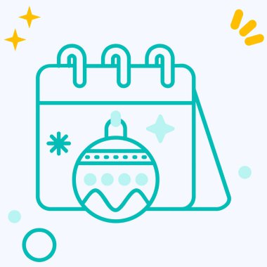 Noel topu takvimi simgesi doldurulmuş ana hatlar biçiminde