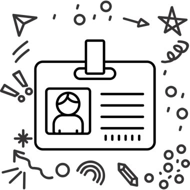 kimlik kartı simgesi ana hat biçiminde