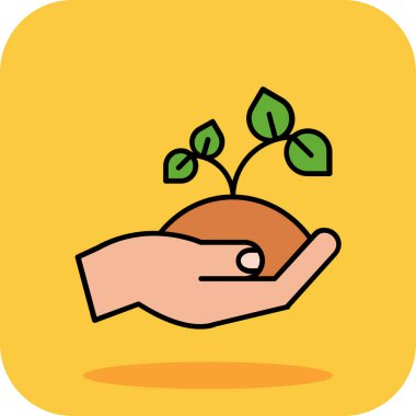 El ele tutuşan bitki ikonu. Web için tohum vektör simgeleriyle elin özet çizimi