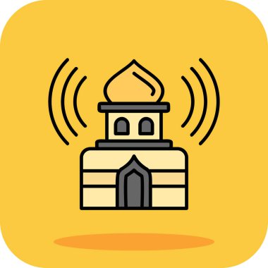 Cami binası ikonu. anahat cami inşa etme vektör rengi düz izole