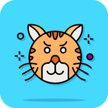 Büyük gözlü şirin kedi suratı, çizgi film çizimi.