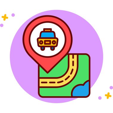 araba konumu haritası simgesi - taslak biçimi