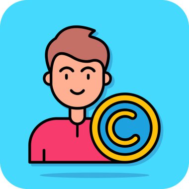 Genç adamın elinde telif hakkı tabelası var.