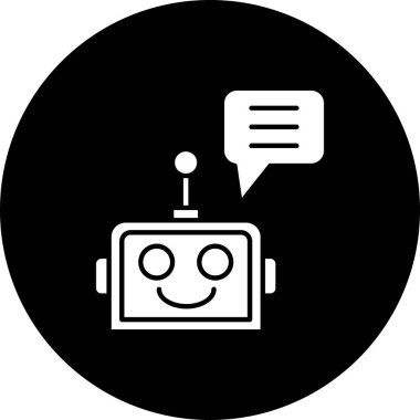 Sohbet ikonu olan robot. Web için yapay zeka vektör simgelerinin basit çizimi