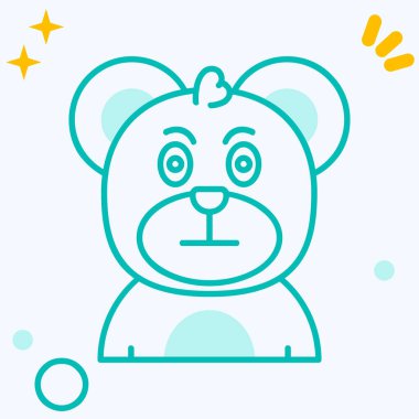 Beyaz arka planda izole edilmiş oyuncak ikonu olan renkli oyuncak ayı. vektör.