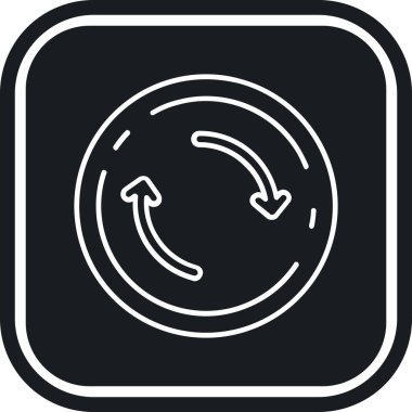 Vektör simgesini tazele. resim biçimi yuvarlak kare çerçeveli, beyaz ve gri renkli düz simge sembolüdür..