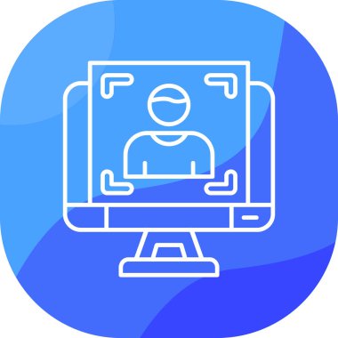 Bilgisayar masası simgesi. özet çizimi