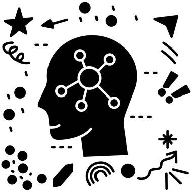Beyin fikri yaratıcılık simgesi ana hatları biçiminde
