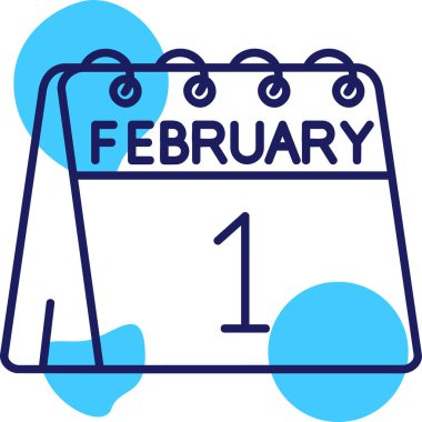 1 Şubat takvim simgesi, vektör illüstrasyonu