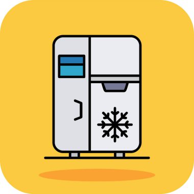 Beyaz arkaplanda buzdolabı vektör çizimi. Kaliteli kaliteli semboller. kavram ve grafik tasarımı için vektör çizgisi düz simgesi