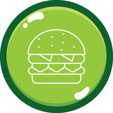 Hamburger yassı simgesi, vektör illüstrasyonu