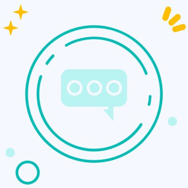 Beyaz arkaplanda ana hatlı sohbet balonu simgesi izole edildi. Mesaj sembolü. İletişim, yorum sohbeti, bilgilendirme. vektör.