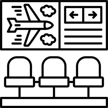 Uçuş biletleri ikonu. Web için uçuş vektör simgelerinin özet çizimi