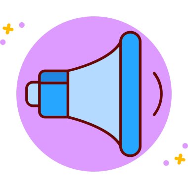 megafon ikonu. Beyaz üzerine izole edilmiş megafonlu özet megafon